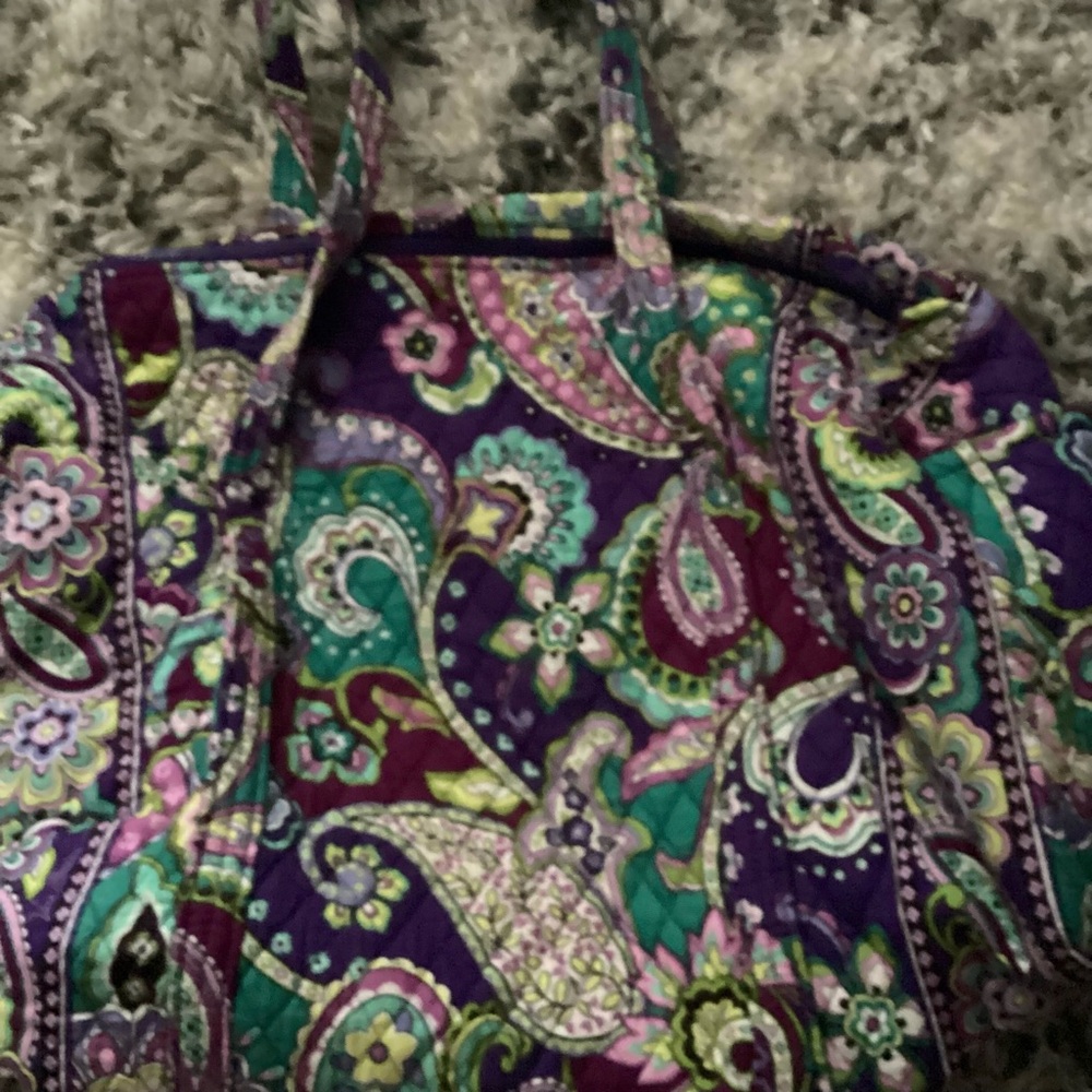 Quilted Paisley Tote Bag – Boho Floral Print – Purple Green